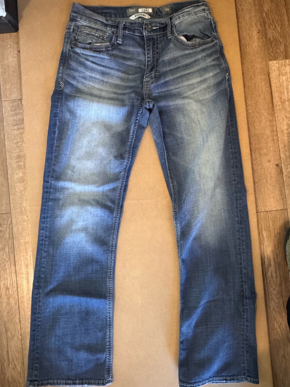 BKE Jake Men's Faded Blue Bootleg Jeans